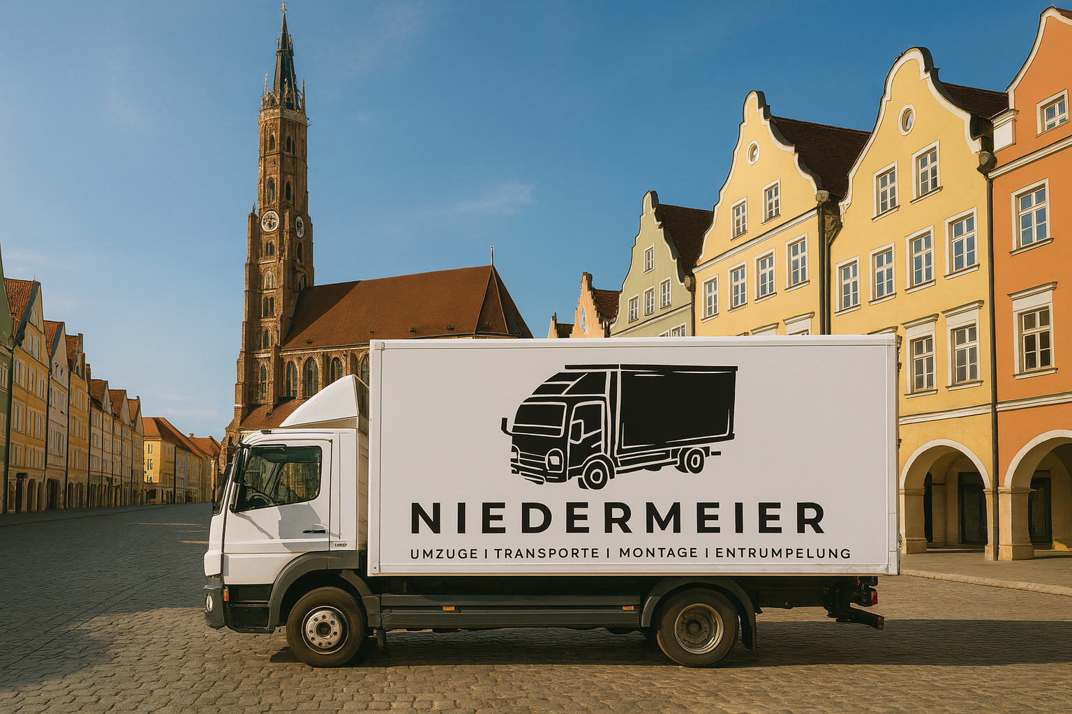 Niedermeier Umzugswagen in historischer Altstadt